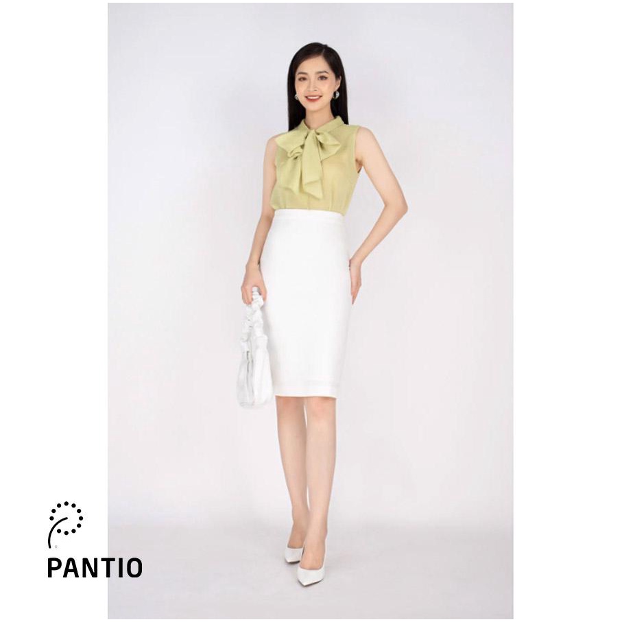 FAS13187 - Áo sơ mi công sở vải chiffon cổ tròn gập buộc nơ trang trí - PANTIO