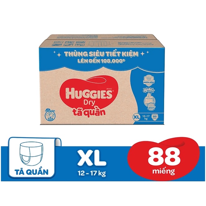 Thùng tã quần Huggies M120/L104/XL88/XXL80