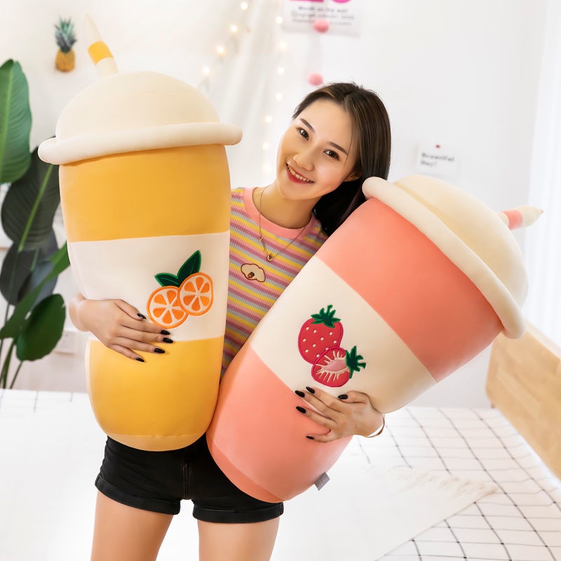 Gối Nhồi Bông Hình Ly Trà Sữa Trái Cây Siêu Mềm Mại Dùng Làm Quà Tặng Sinh Nhật Cho Bé Gái