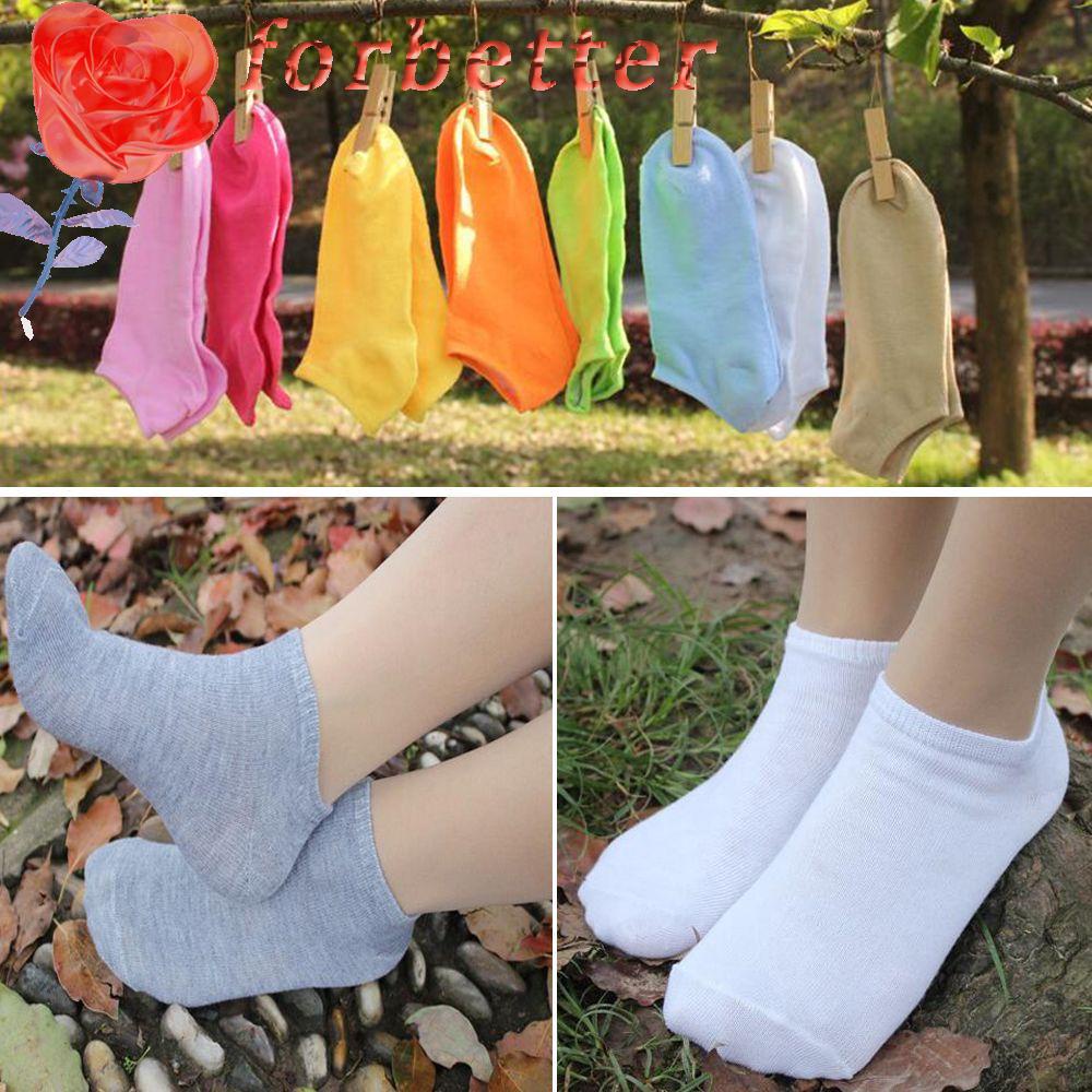 Vớ cổ ngắn màu trơn đơn giản chất liệu mềm mại thoải mái dành cho nữ