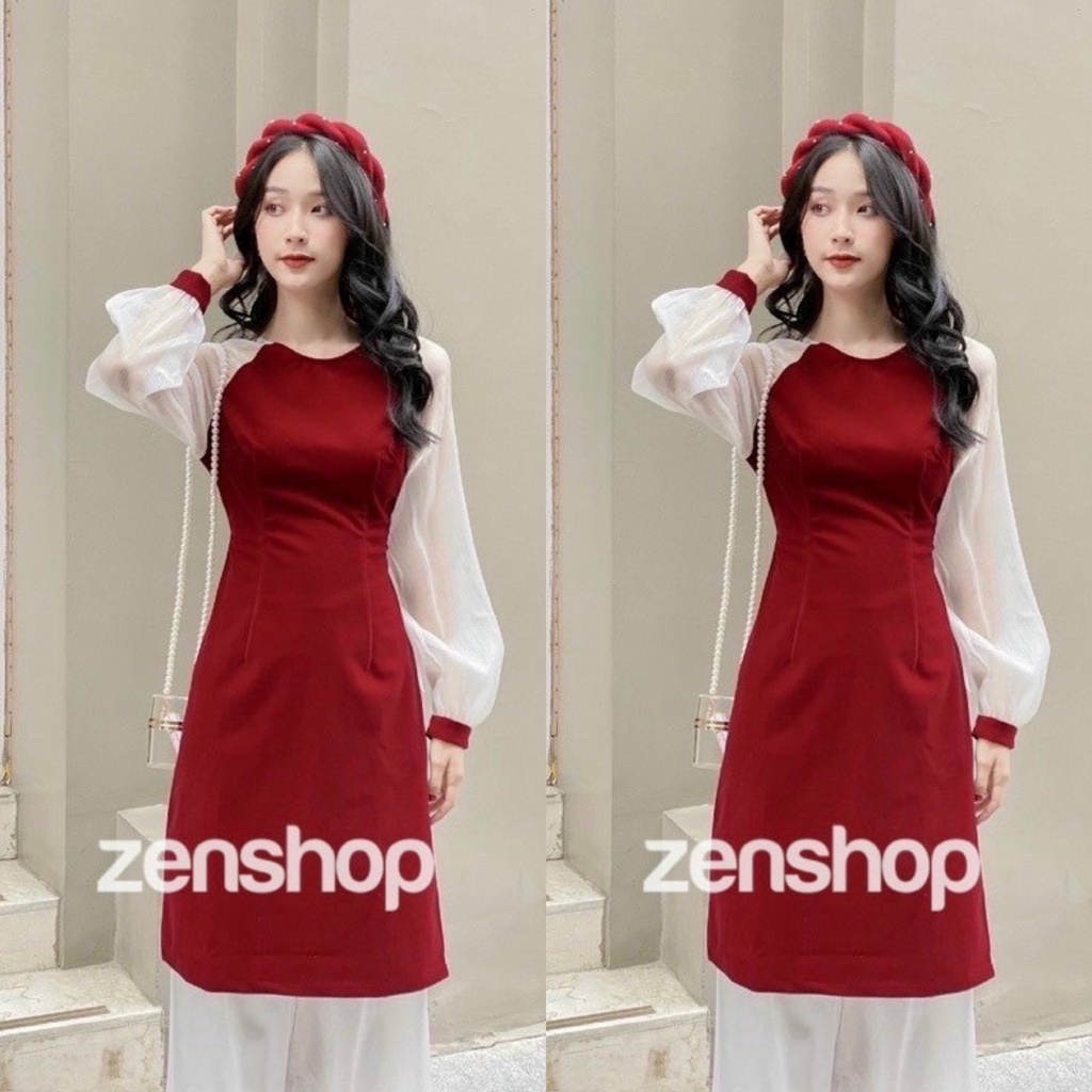 Sét bộ nữ áo nhung cổ tròn tay dày phối voan cực xinh kèm quần tuyết nhung màu trắng sang chảnh quý phái