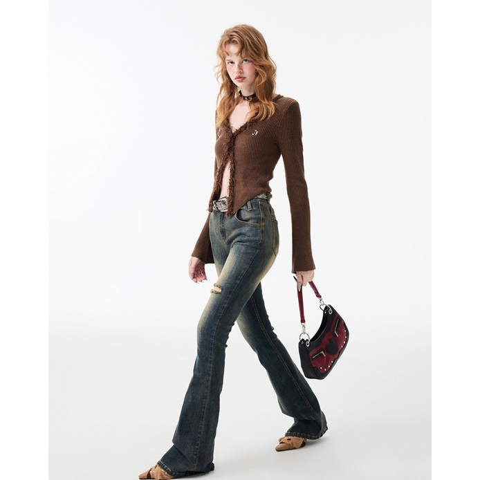 Áo Dệt Kim Cổ Chữ V Dáng Ôm Thời Trang Hàn Quốc Ngọt Ngào