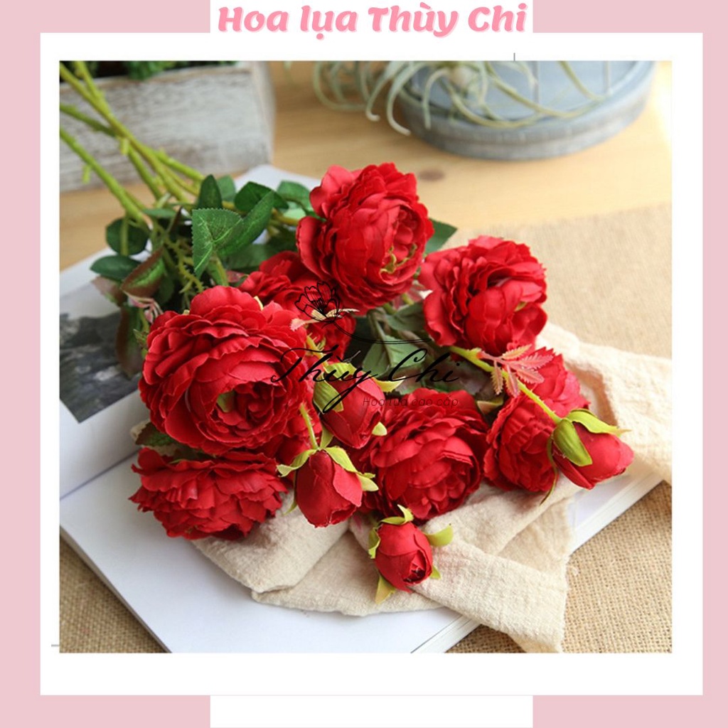 Cành Hoa hồng trà, hoa trà mao lương 65cm đẹp giống thật - Có video