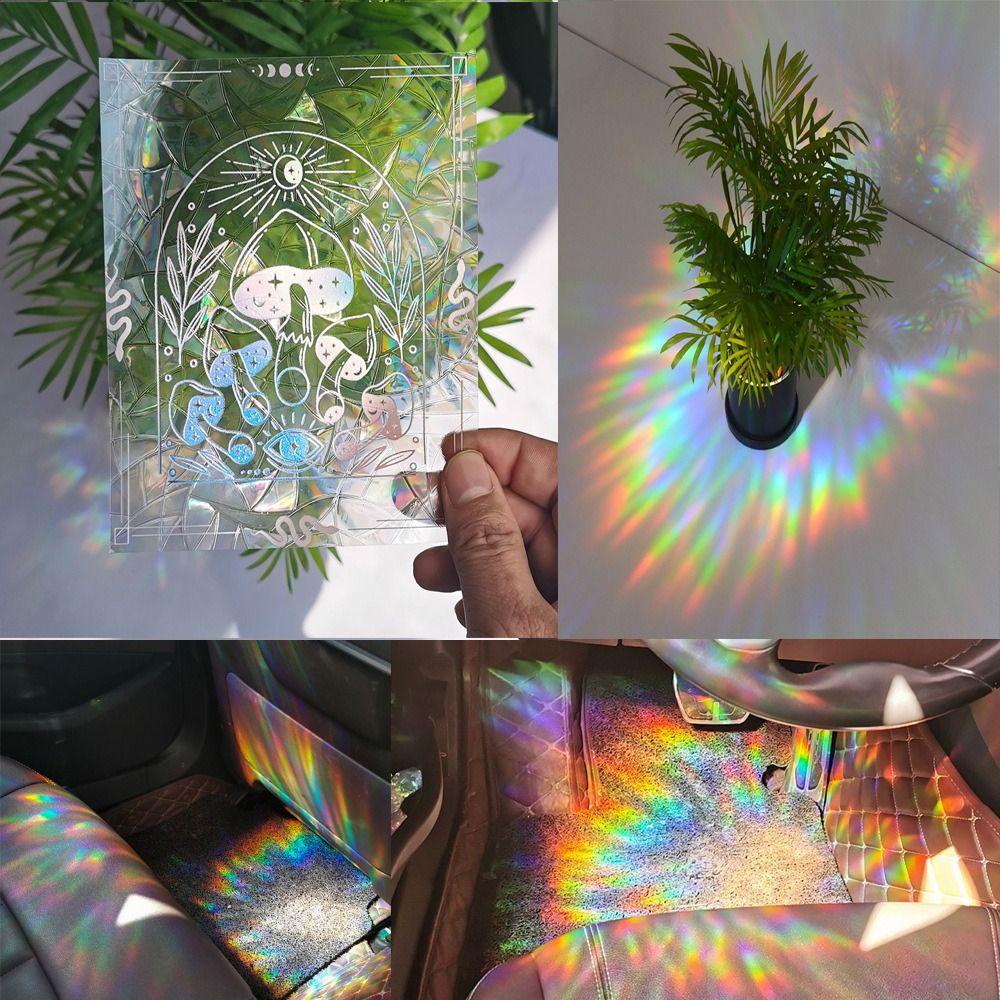 Bộ 2 Miếng Dán Kính Bằng PVC Tĩnh Điện Họa Tiết Cầu Vồng Độc Đáo