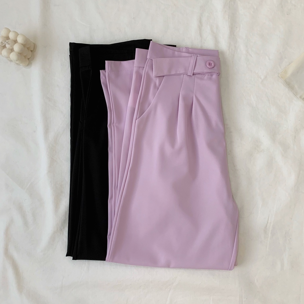 Quần Vải Ống Đứng Nữ JEM CLOSET Kèm 2 Nút Thắt Dây Belt Phong Cách Basic Nhẹ Nhàng UHT 2412