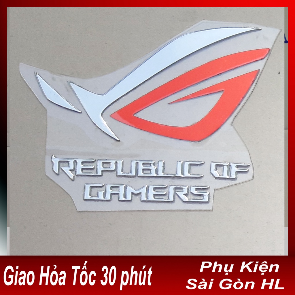 LOGO ASUS ROG mạ inox bóng Sticker kim loại