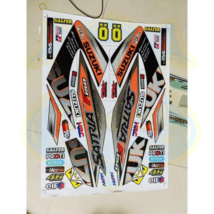 DECAL PVC 5 LỚP CHẤT LƯỢNG CAO Tem rời satria xang cơ cam đen