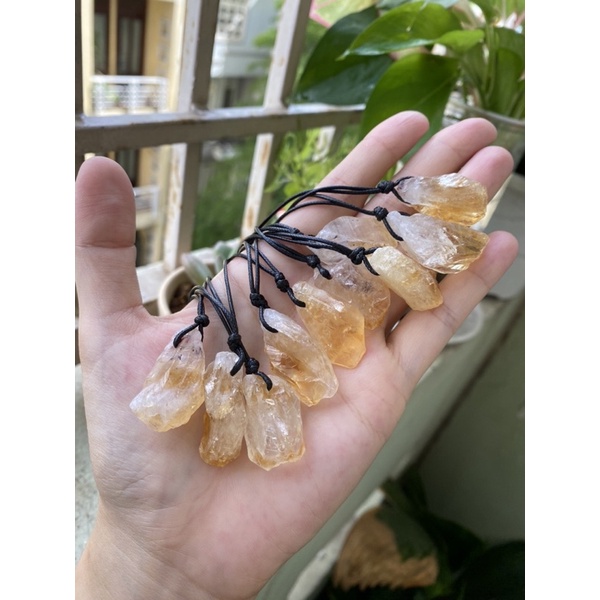 Dây chuyền đá TA vàng tự nhiên lên dây sáp có nút thắt tự điều chỉnh - NATURAL CITRINE