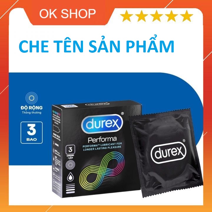 Bao cao su Durex Performa hỗ trợ kéo dài thời gian quan hệ, chống xuất tinh sớm. HỘP 3 CÁI