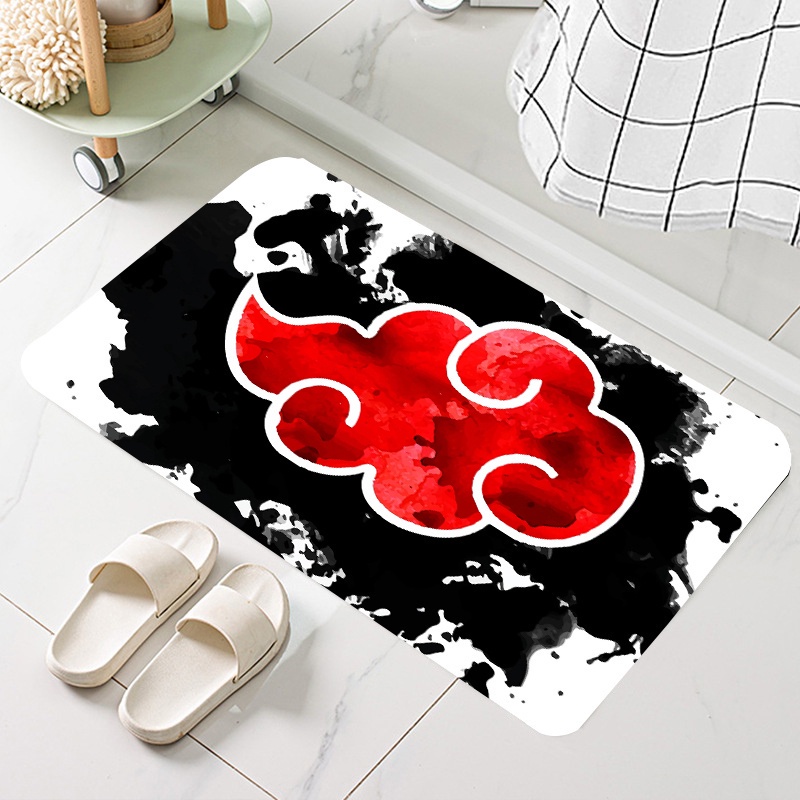 Thảm lót cửa chùi chân Chống Trượt In Logo Naruto Uchiha Clan Itachi Nhật Bản 60x40cm