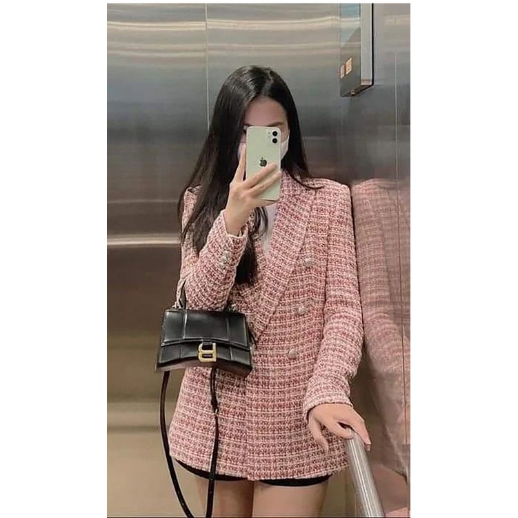 Ảnh thật 7 hình cuối-HC48.Áo blazer Tweed thu đông thời trang Âu Mỹ sang chảnh