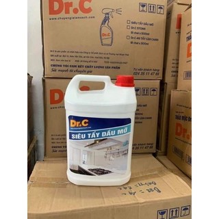 Can to 5 lít siêu tẩy dầu mỡ Dr.C tẩy xoong nồi, tẩy bếp các loại, tẩy máy hút mùi.