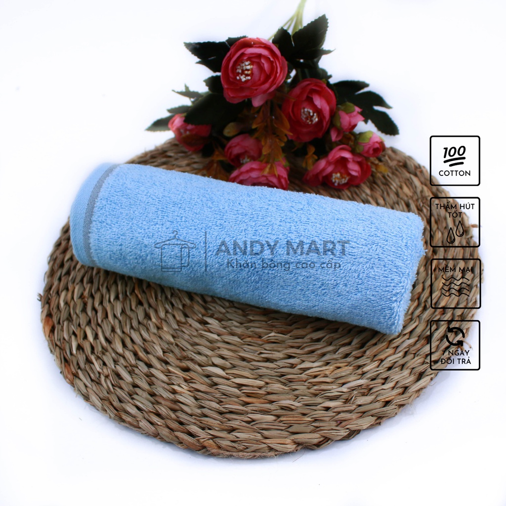 Khăn gội, khăn lau đầu Nam Đô 35x80cm sợi bông mềm mại dày dặn thấm hút tốt Andy Mart KG03