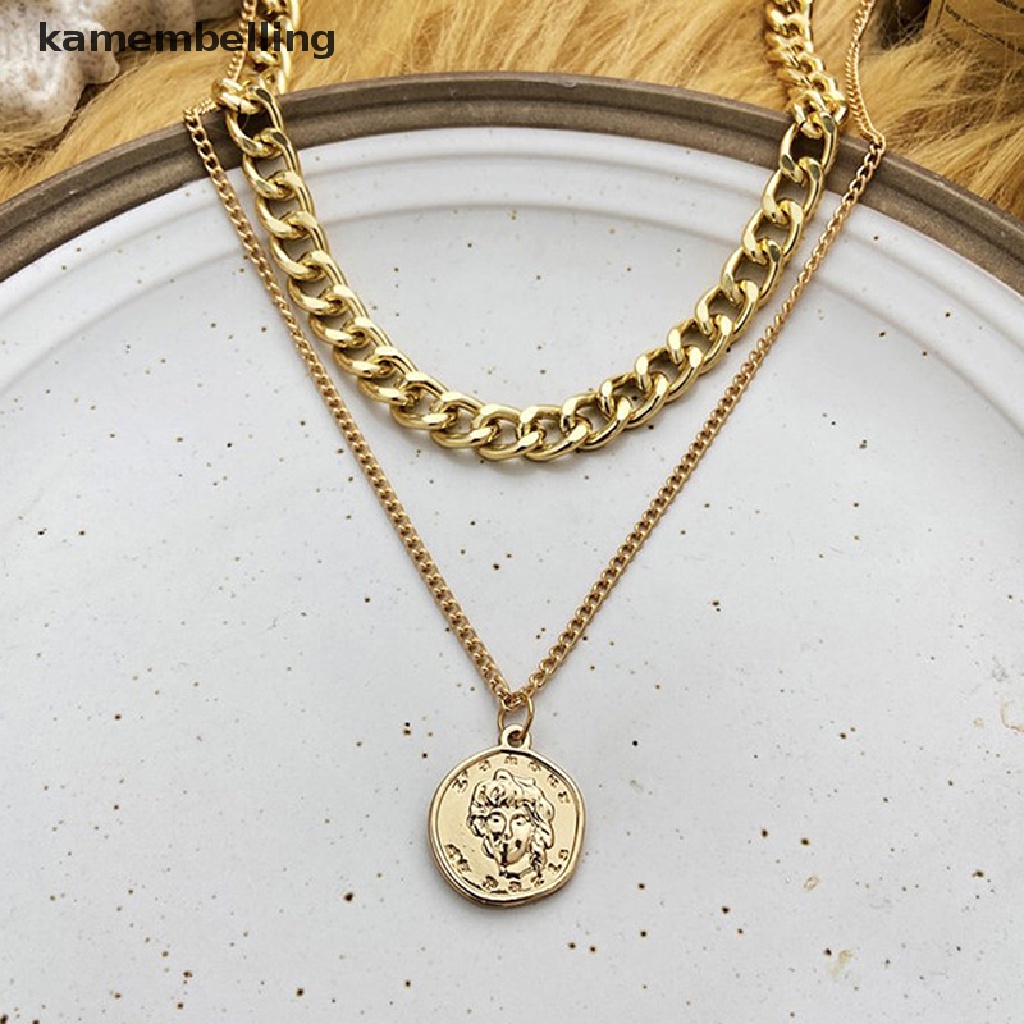 1 Vòng Cổ Choker Nhiều Lớp Mặt Đồng Xu Cổ Điển Màu Sắc Vàng Bạc Cho Nữ