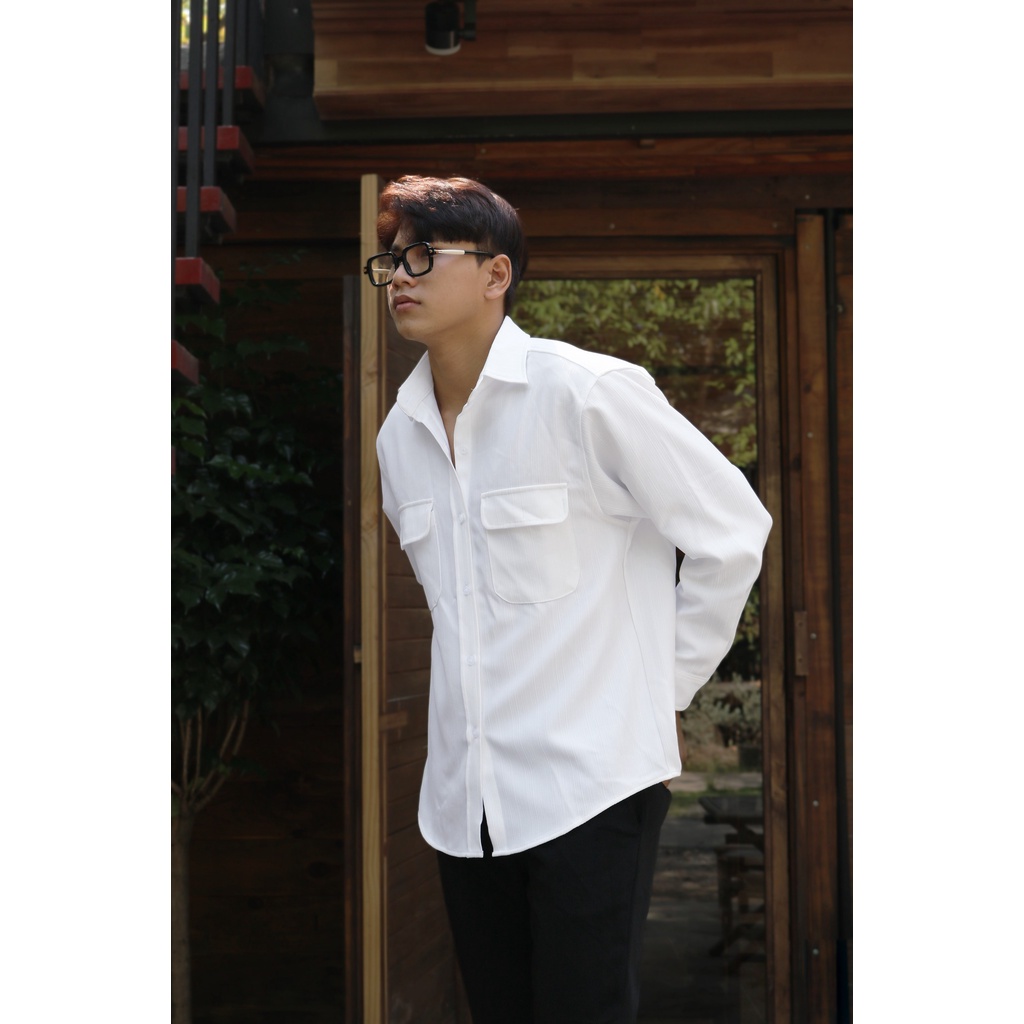 SOMI VẢI BỐ, FORM RỘNG TAY DÀI TRẮNG ĐEN