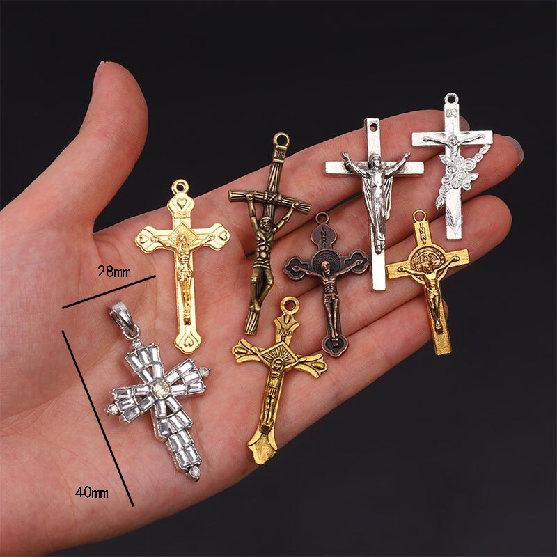 Set 10 Mặt Vòng cổ Thánh Giá Bằng Hợp Kim DIY