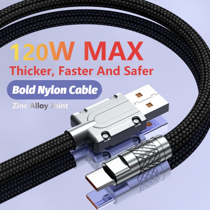 Cáp Sạc Nhanh Dây sạc type c 120W 6A Có Đèn LED Báo Hiệu Cho Huawei xiaomi
