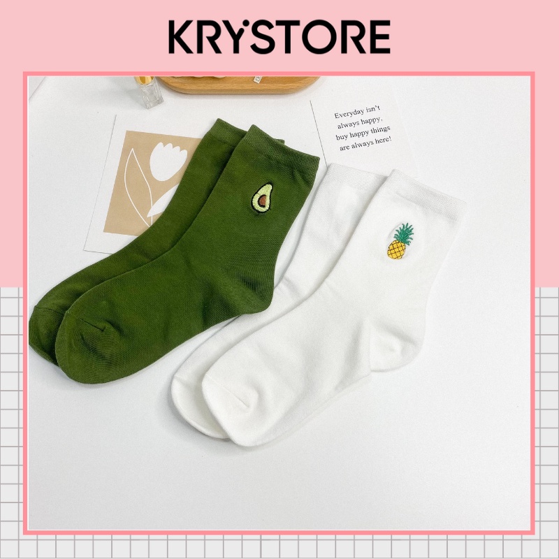 Tất cao cổ quả Bơ thêu chất đẹp dày dặn freesize nam nữ TC41