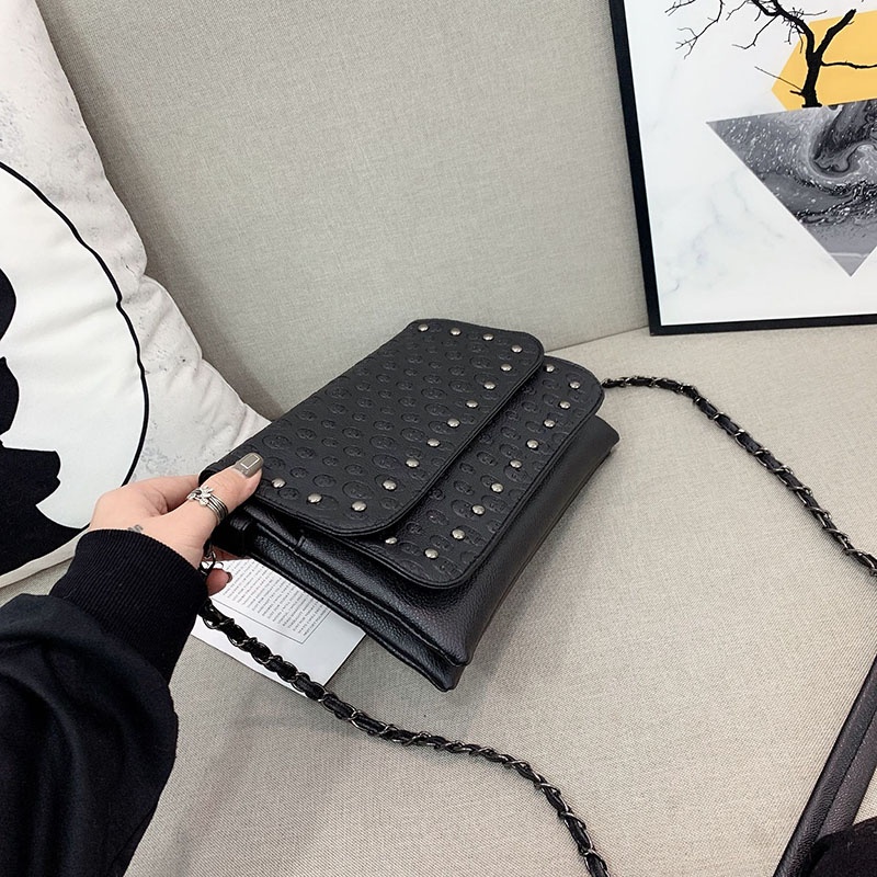 Túi Da pu Đeo Chéo Màu Đen Thời Trang Cho Nữ