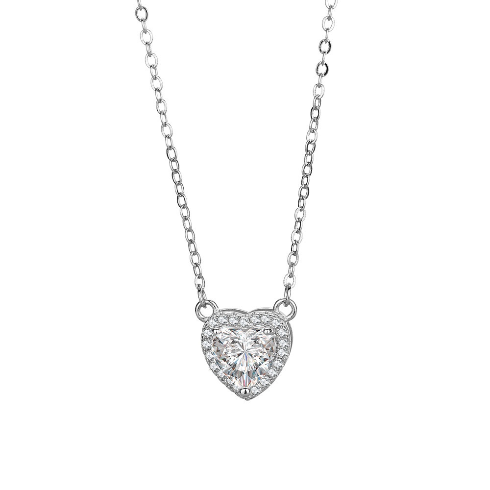 Vòng cổ Bạc Mặt Trái Tim Đính Đá Zircon Thời Trang JP5
