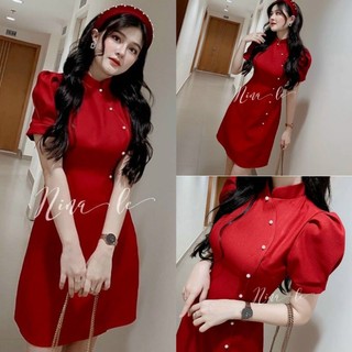 Đầm sườn xám đính ngọc [NEW😍] diện Noel, diện Tết xinh xắn, màu đỏ may mắn tươi tắn cho bạn gái🥰