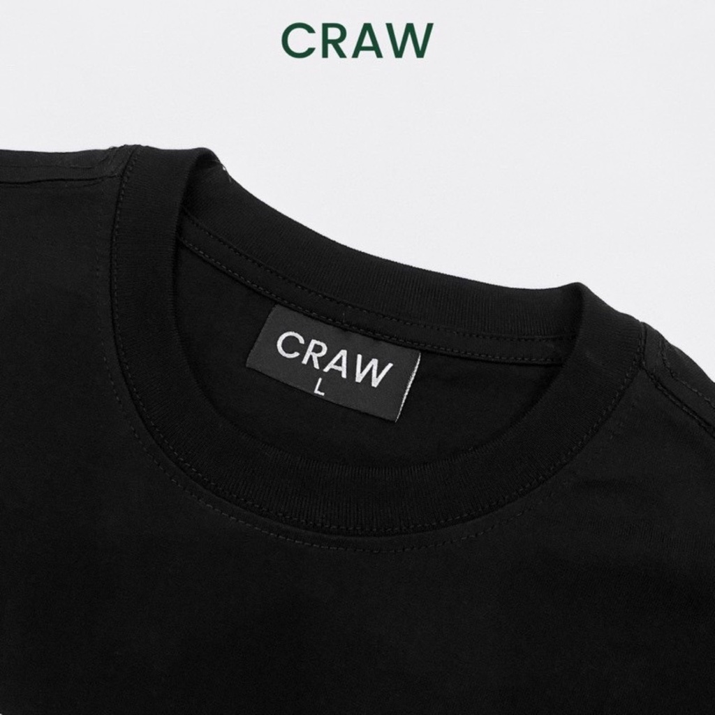 Áo thun tay lỡ CRAW phông unisex nam nữ vải coton mềm mịn, co dãn Oversize form rộng - 0038