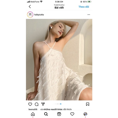 Đầm tuby catu lông vũ xinh xắn