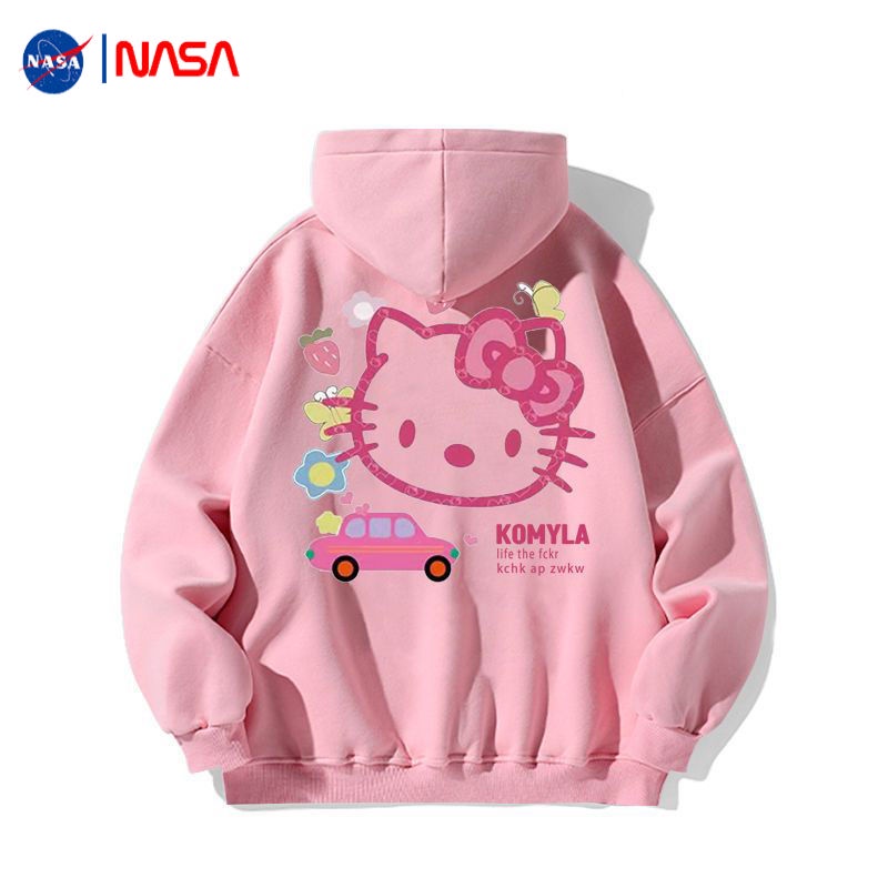 Áo Khoác Tay Dài 100% Cotton In Họa Tiết Hello Kitty Dễ Thương Phong Cách Nhật Bản Cho Cặp Đôi US0G