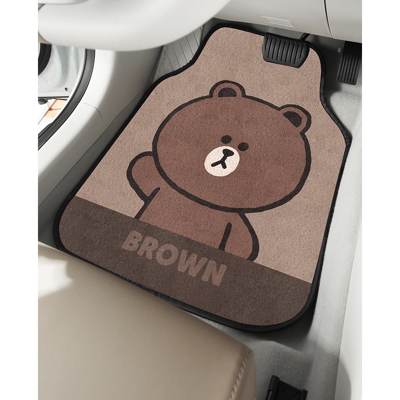 THẢM LÓT SÀN XE Ô TÔ HÌNH GẤU BROWN LINE FRIENDS DỄ THƯƠNG