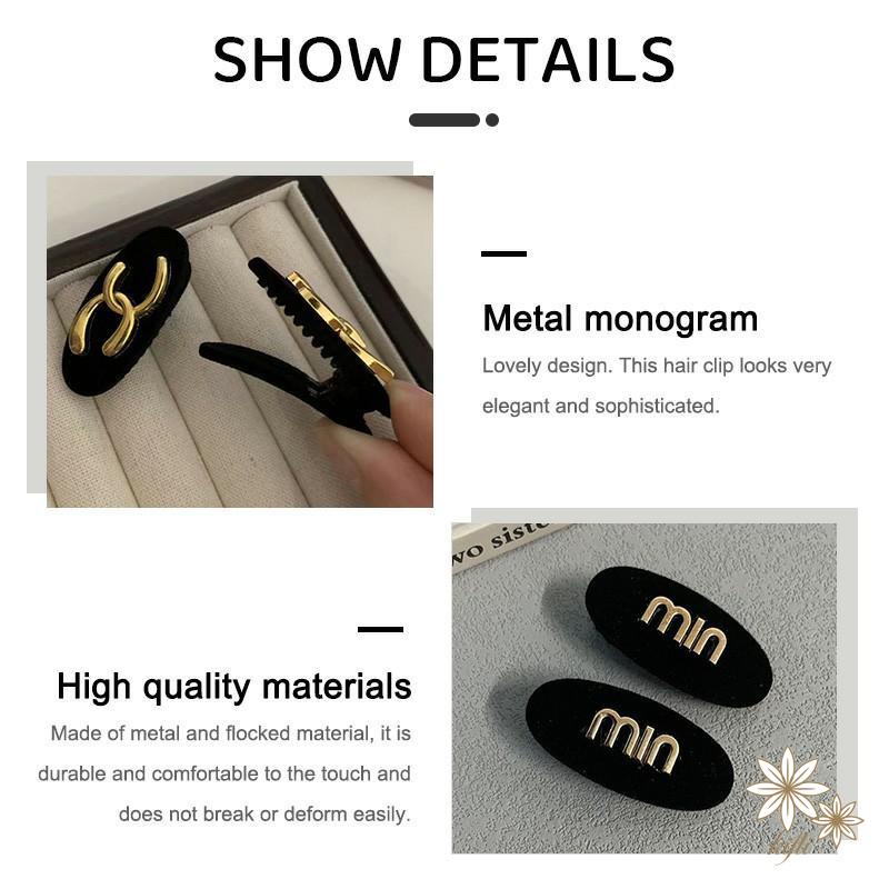 Kẹp Tóc Kim Loại Màu Đen Hình Mặt Cười Phong Cách Hàn Quốc