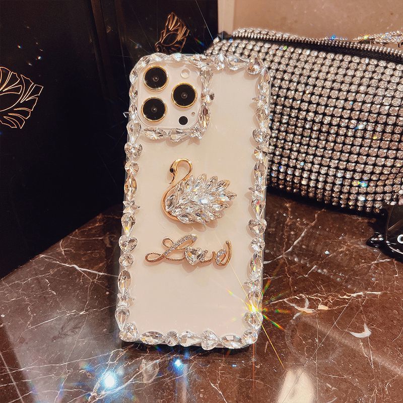 Ốp Điện Thoại Hình Thiên Nga Đính Đá Cho iPhone 12 Pro Max 14 13 11Promax X XR XS Max 7Plus 8Plus
