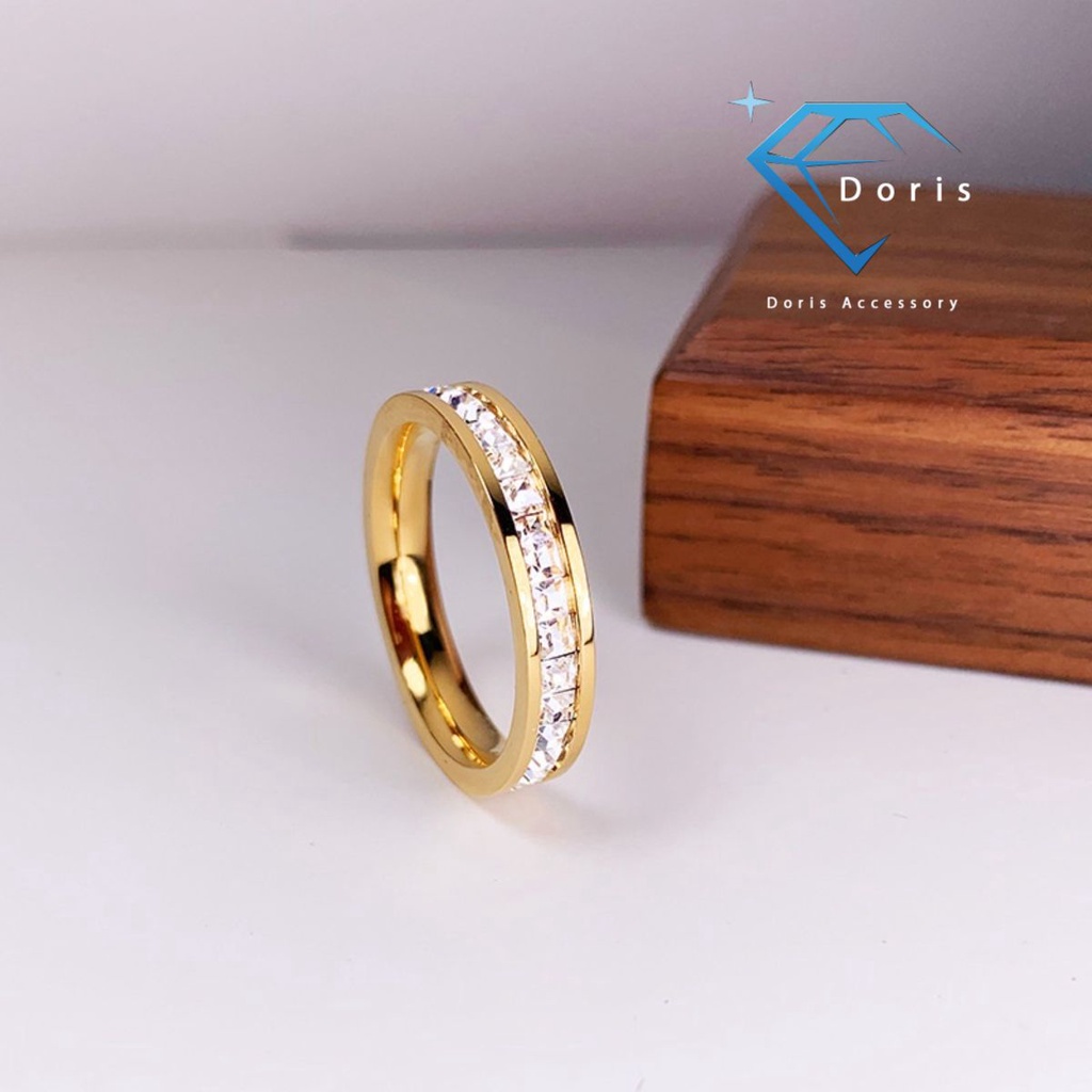 Nhẫn nữ Doris Titan đính đá Gold / Silver / Rose Gold J1-304