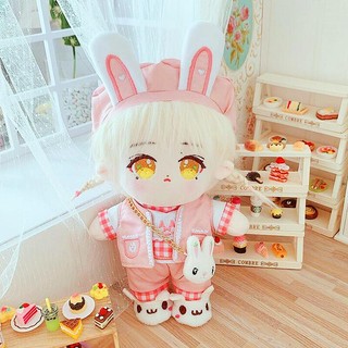 Outfit doll 20cm thời trang thỏ hồng cả set