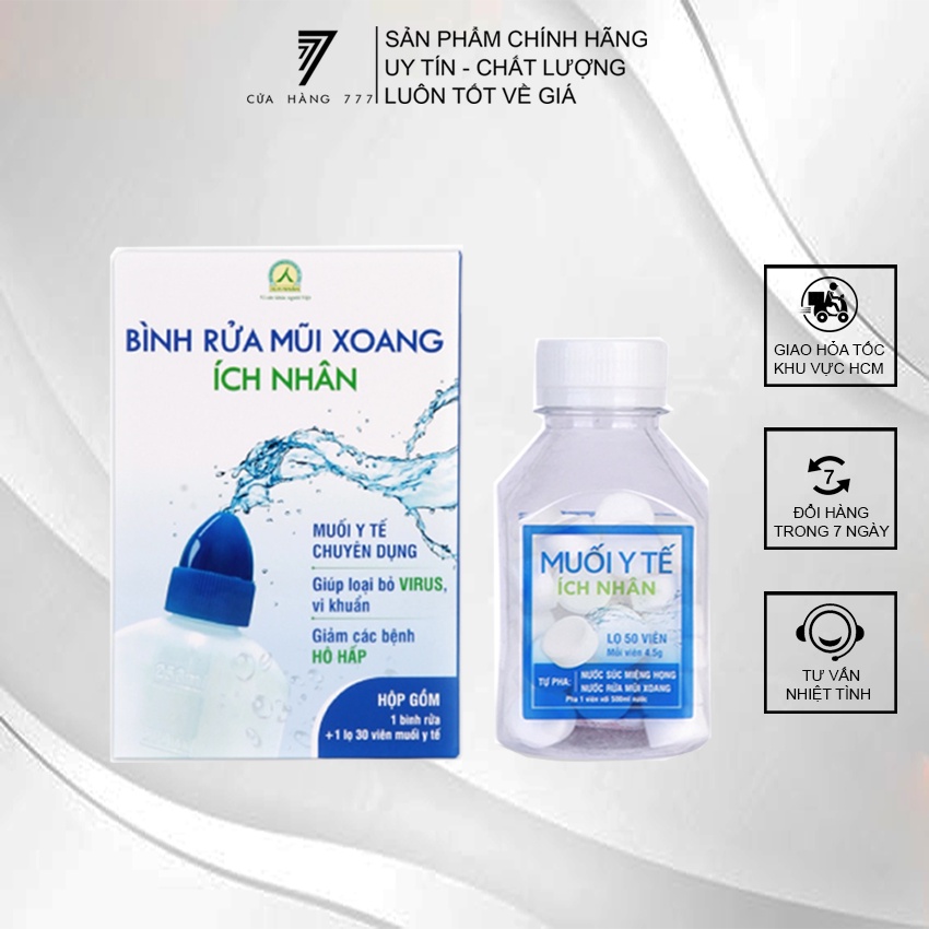 Bộ Bình Vệ Sinh Mũi Họng Và Viên Muối Ích Nhân Hỗ Trợ Giảm Xoang Loại Bỏ Vi Khuẩn An Toàn Và Tiện Lợi
