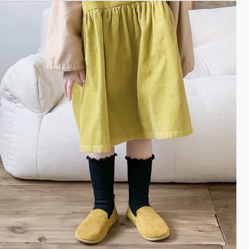 Tất bé gái Cao cổ bèo nhún nhiều màu - vớ cho bé gái vintage chất len cotton mịn