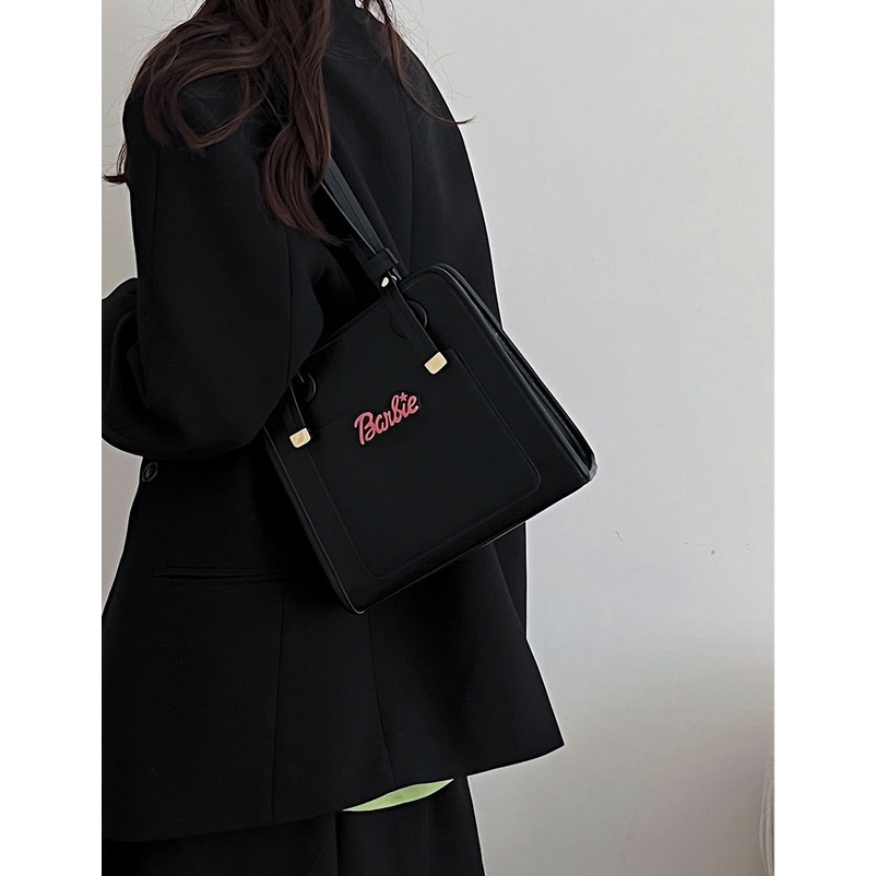 Túi Xách Đeo Vai Màu Đen Kích Cỡ Lớn Phong Cách Thời Trang Hàn Quốc