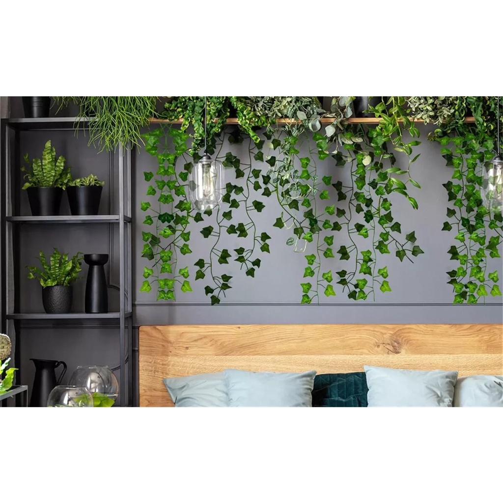 Dây lá thường xuân 2m3 trang trí decor ban công quán cafe