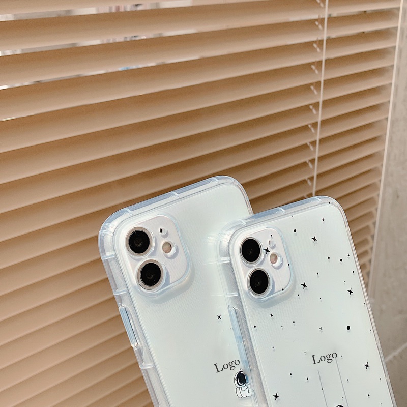 Ốp Điện Thoại Silicone Mềm Trong Suốt Chống Sốc In Hình Phi Hành Gia Cho iPhone 14 13 12 11 Pro Max XS X 8 7 Plus