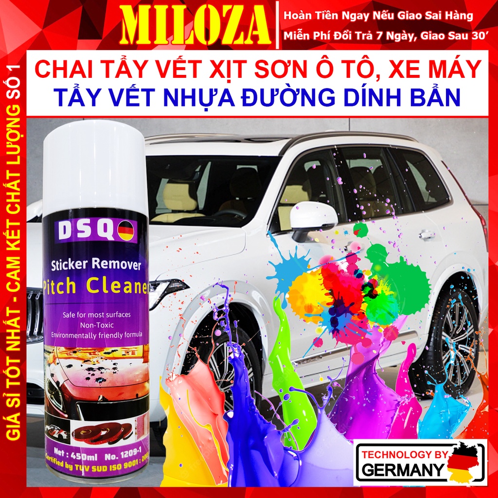 Tẩy Sơn Ô tô, Xe Máy - Chai Tẩy Nhựa Đường Dính Bẩn Xe Hơi - Làm Sạch Keo Decal, Băng Dính, Ố Vàng - DSQ Pitch [MILOZA]