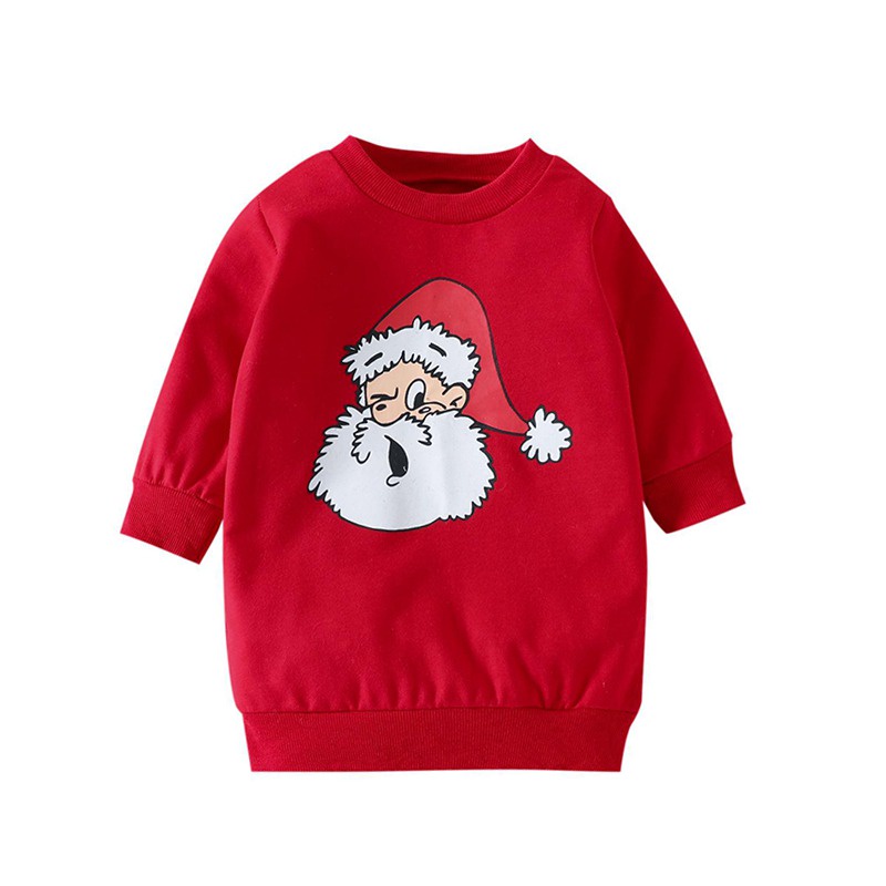 Áo Sweater Chui Đầu Dáng Rộng In Hình Ông Già Noel Dễ Thương Cho Bé