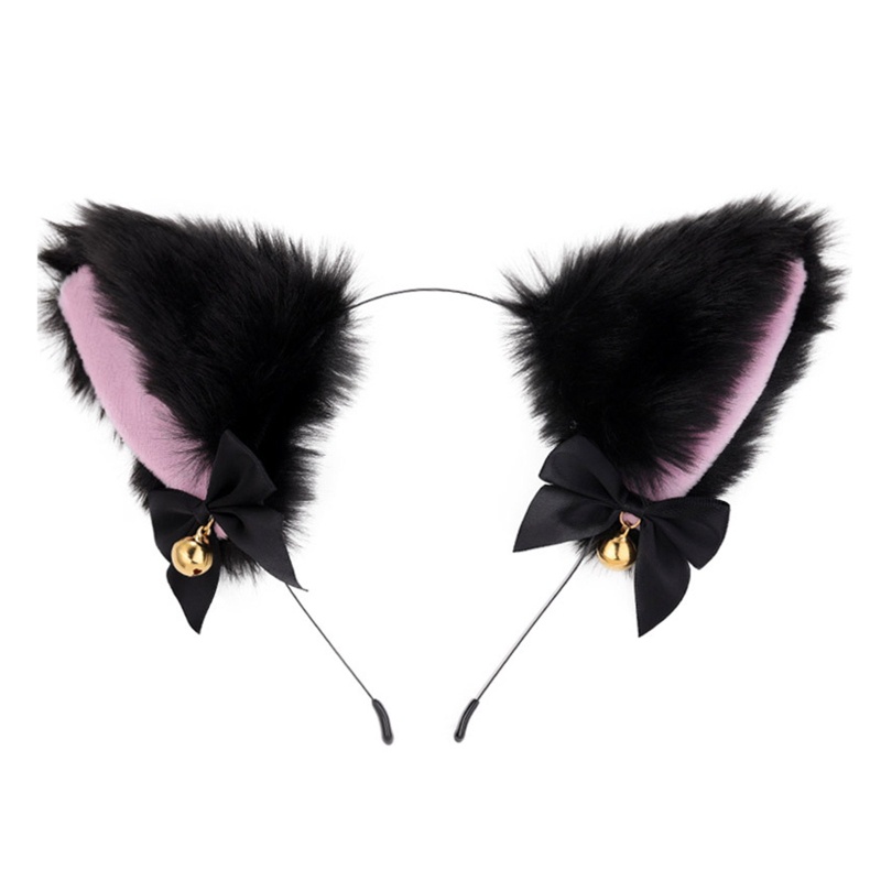 Flgo Băng Đô Tai Mèo Phối Ren Đính Chuông Dễ Thương