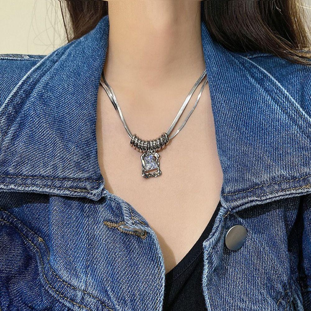 AROMA Vòng cổ Thiết Kế Đơn Giản Phong Cách Punk Thời Trang Cho Nữ