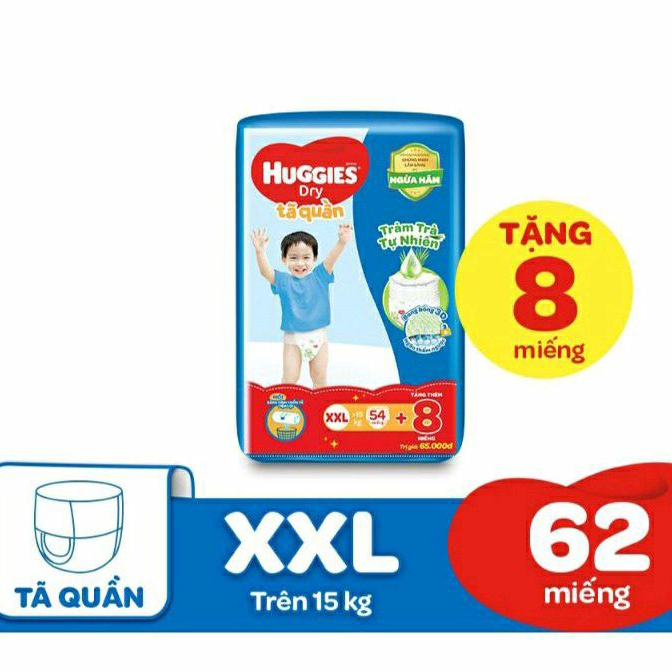 (CÓ LOẠI TẶNG 8 MIẾNG) BỈM HUGGIES TÃ QUẦN XL62/M74/ L68 / XXL56