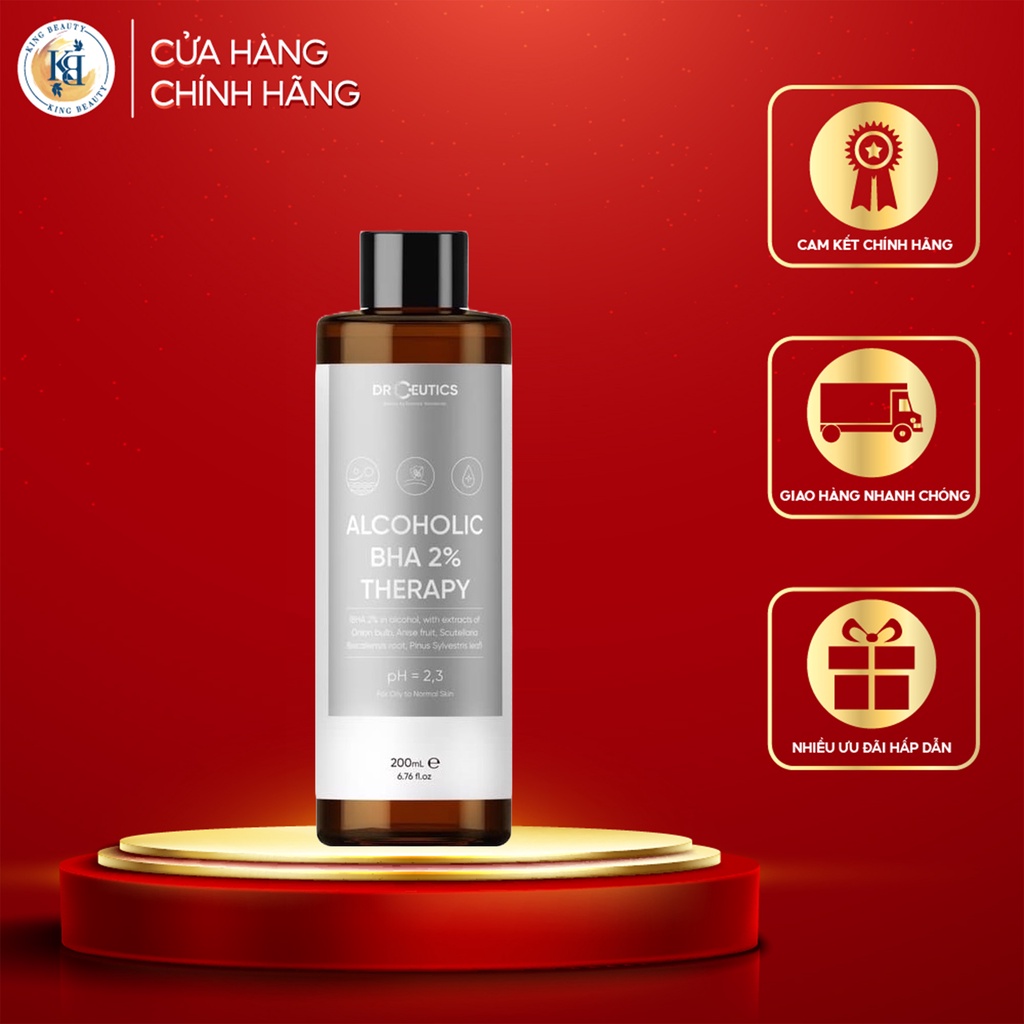 Toner Làm Sạch, Tẩy Da Chết DrCeutics Alcoholic BHA 2% Therapy (Nền Cồn) 200ml