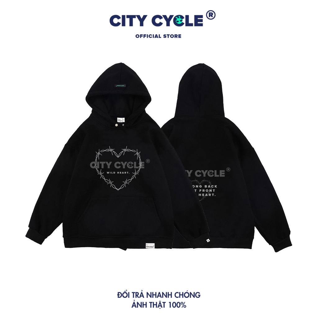 Áo hoodie Wild Heart City Cycle nỉ bông cotton form rộng oversize unisex