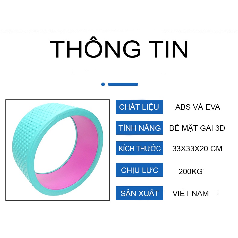 Vòng tập yoga có gai bản rộng 34 x 34 x 20cm chịu lực 200kg , phiên bản cao cấp có gai massage , dụng cụ tập yoga