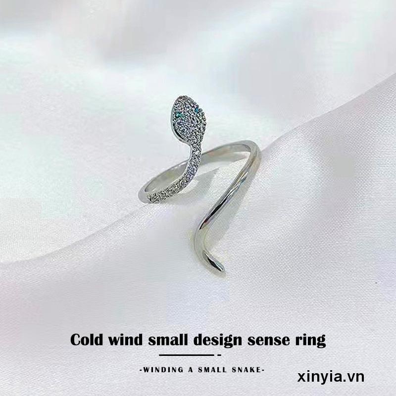 Nhẫn mở hình rắn đính đá zircon sang trọng thời trang đi tiệc cho phụ nữ