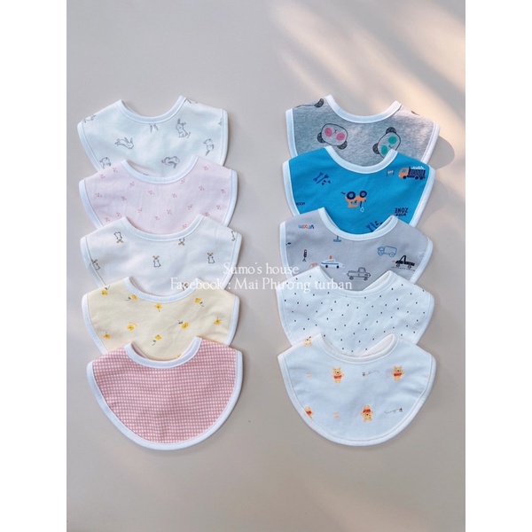 Yếm tròn phong cách Hàn Quốc coton cao cấp cho bé trai bé gái [Ảnh chụp thật ạ}