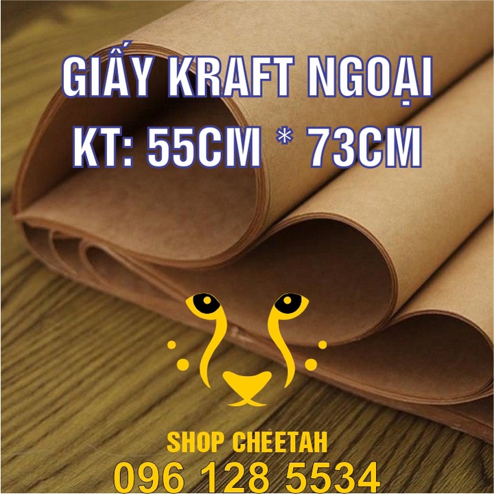 100 tờ Giấy Kraft màu da bò KT: 73cm x 55cm – Giấy ngoại – Chống thấm nước – Dai chắc – Dùng đóng bọc sản phẩm hàng hóa