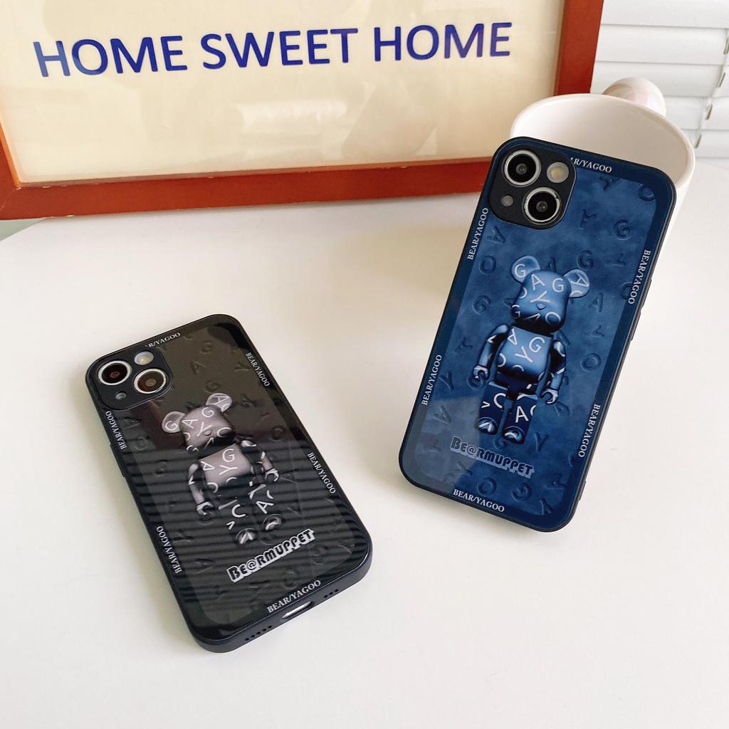 Ốp Điện Thoại Kính Cường Lực In Hình Gấu kaws Cho iPhone 14promax 14 13promax 12 11 X XS XSMAX